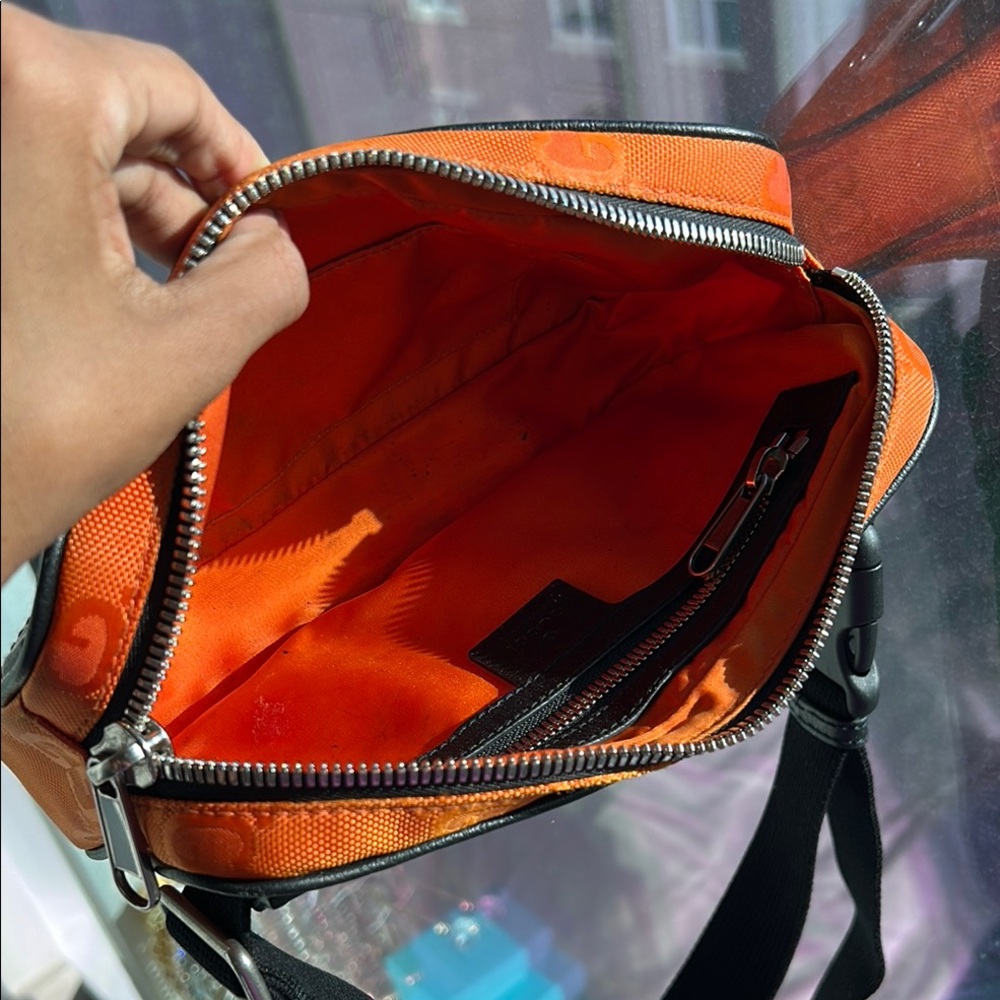 Gucci Off The Grid Orange and Black Belt Bag with Monogram Print - Picture 6 of 7